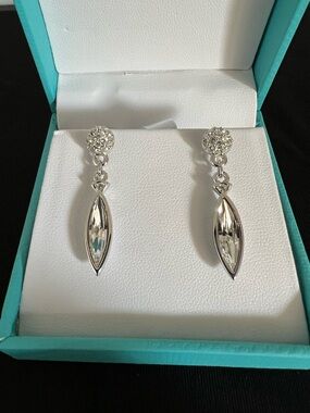 Swarovski Rhodium Plated Drop Crystal Earrings